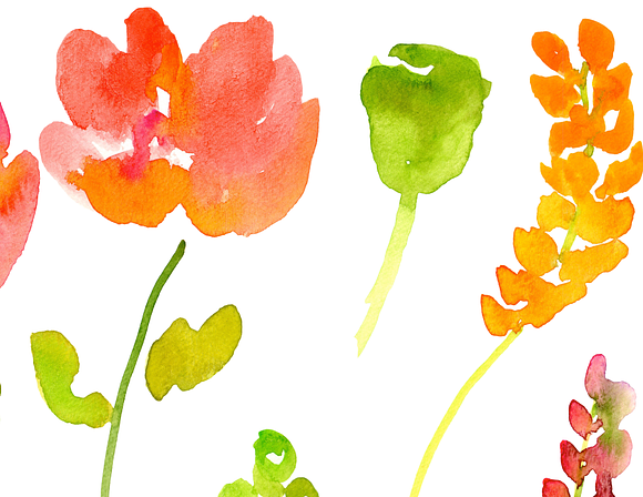 Watercolor Florals Abstract Flowers in Illustrations - product preview 3