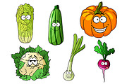 Happy colorful fresh cartoon vegetab