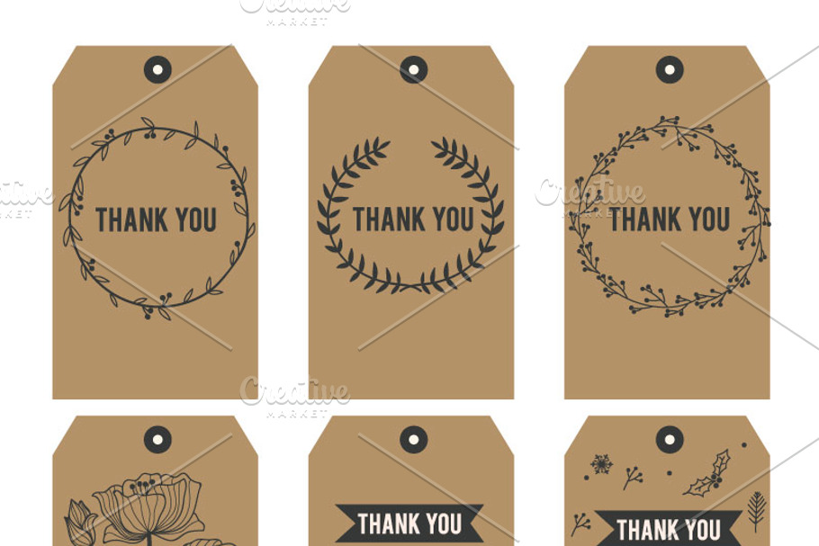 Thank you Printable Tags on Black in Card Templates - product preview 8