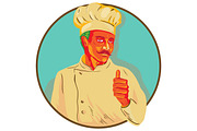 Chef With Mustache Thumbs Up Circle