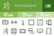 50 Photography Green & Black Icons