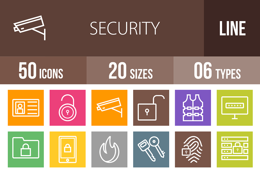 50 Security Line Multicolor Icons
