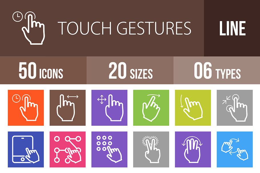 50 Touch Line Multicolor Icons