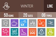 50 Winter Line Multicolor Icons