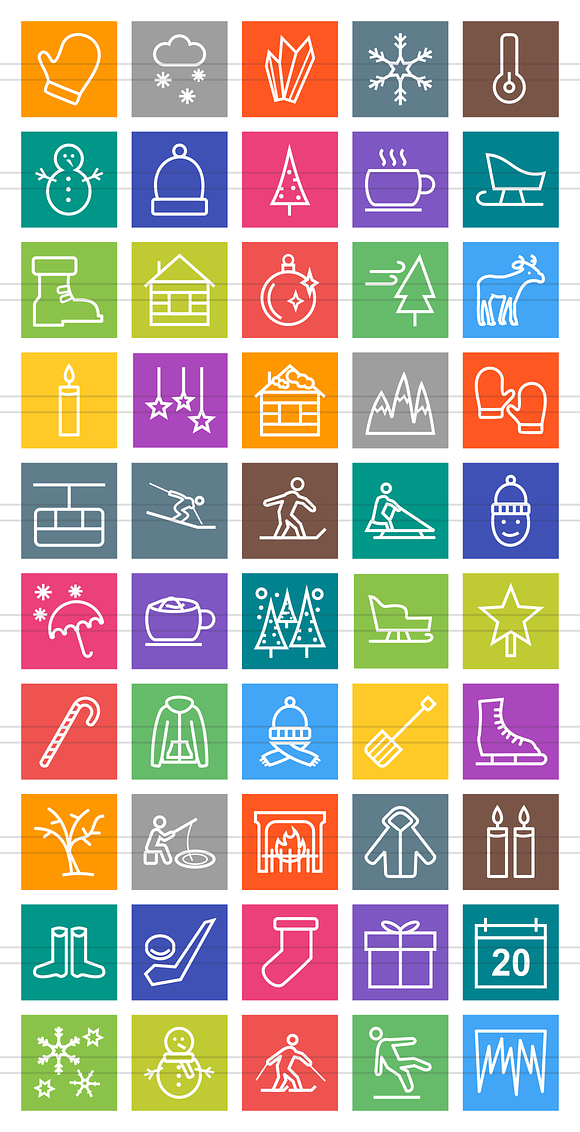 50 Winter Line Multicolor Icons in Graphics - product preview 1