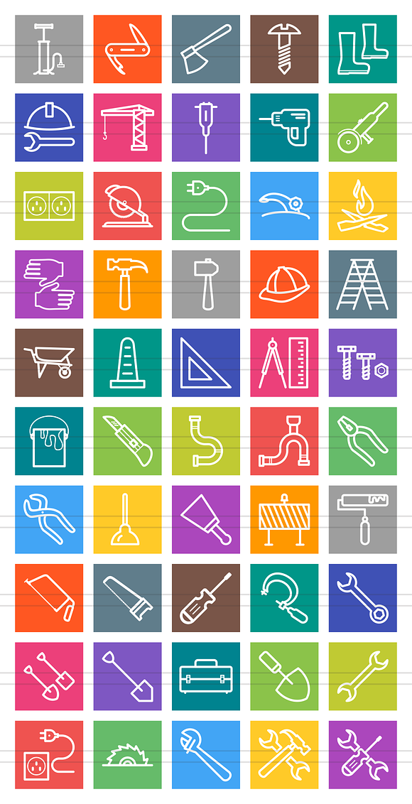 50 Tools Line Multicolor Icons in Icons - product preview 1