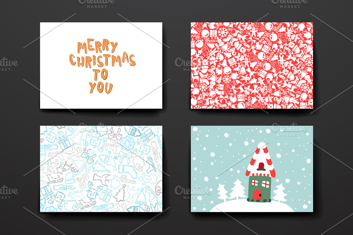 Set of Cards in Christmas style in Postcard Templates - product preview 8
