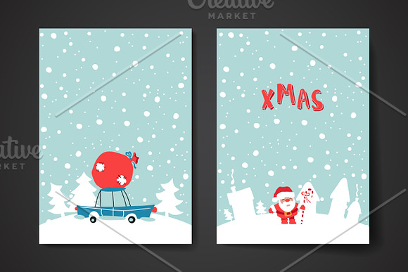 Set of Cards in Christmas style in Postcard Templates - product preview 1