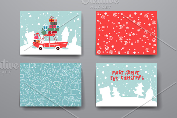Set of Cards in Christmas style in Postcard Templates - product preview 3