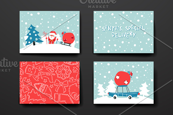 Set of Cards in Christmas style in Postcard Templates - product preview 4