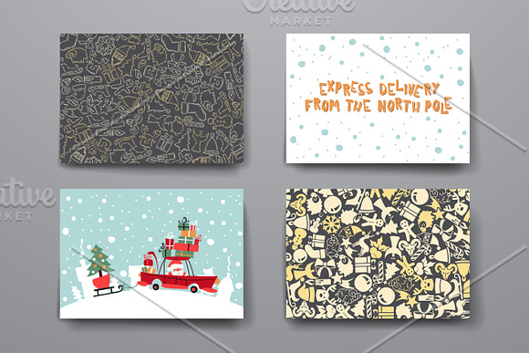 Set of Cards in Christmas style in Postcard Templates - product preview 5