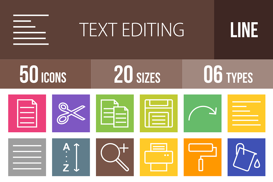 50 Text Edit Line Multicolor Icons
