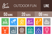50 Outdoor Fun Line Multicolor Icons