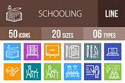 50 Schooling Line Multicolor Icons