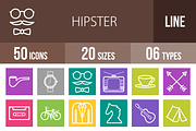 50 Hipster Line Multicolor Icons