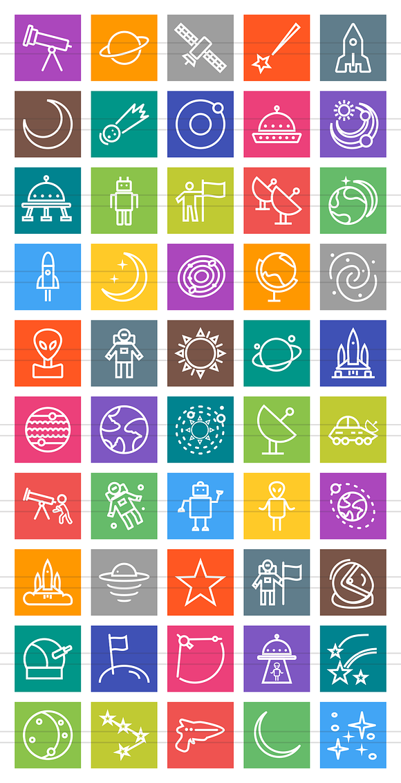 50 Astronomy Line Multicolor Icons in Graphics - product preview 1
