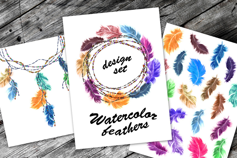 Watercolor feathers in Illustrations - product preview 8