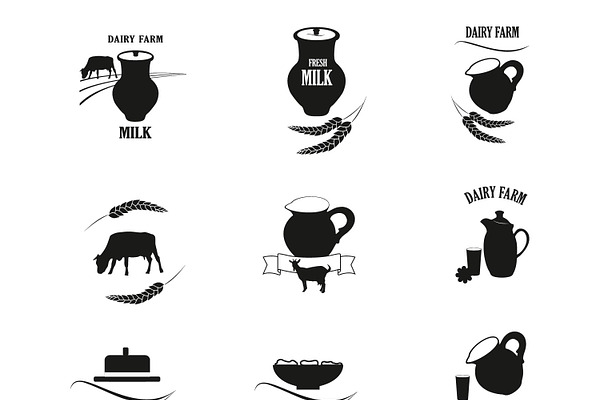 Milk and Dairy farm label, logo.