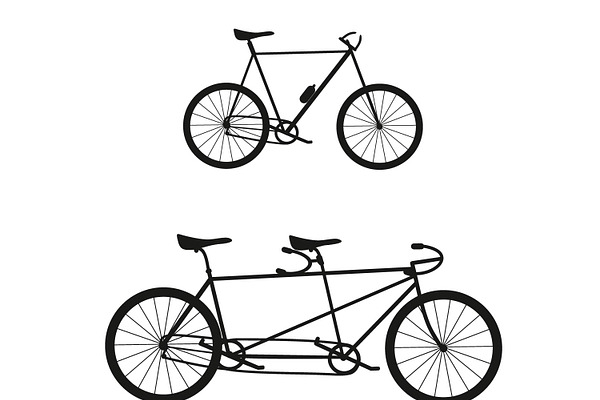 Bike and tandem bike isolated