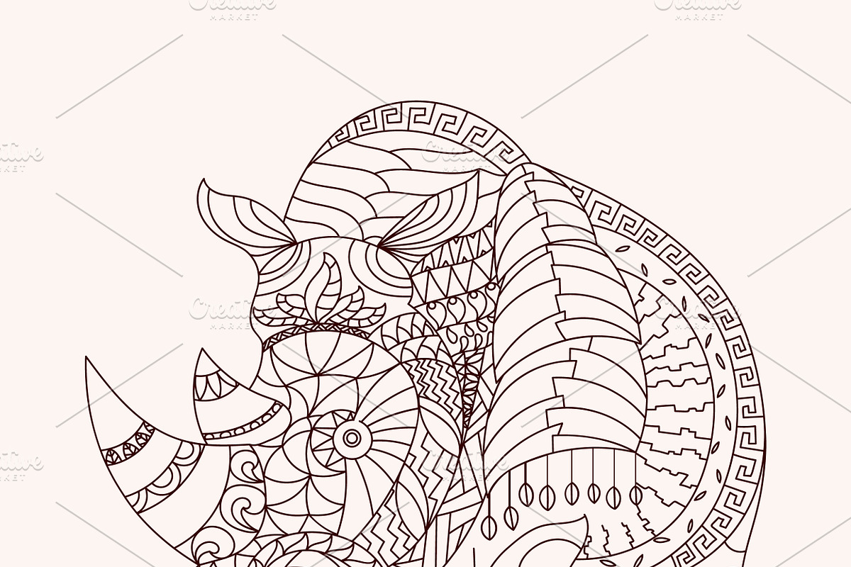 Patterned rhino in Illustrations - product preview 8
