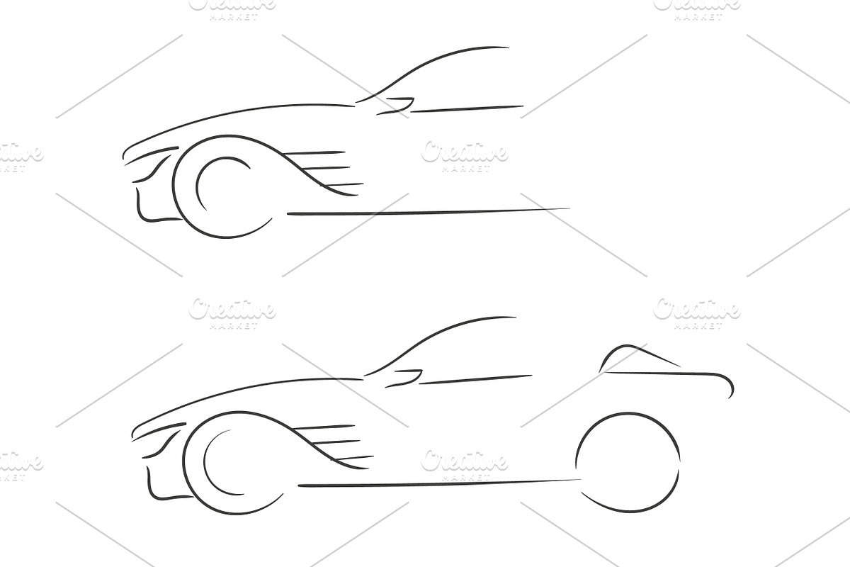 Sport car outlines in Illustrations - product preview 8