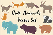 Cute animals vector set