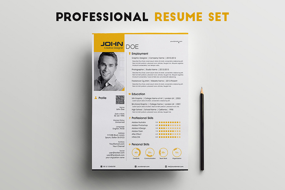 Professional Resume Set in Resume Templates - product preview 8