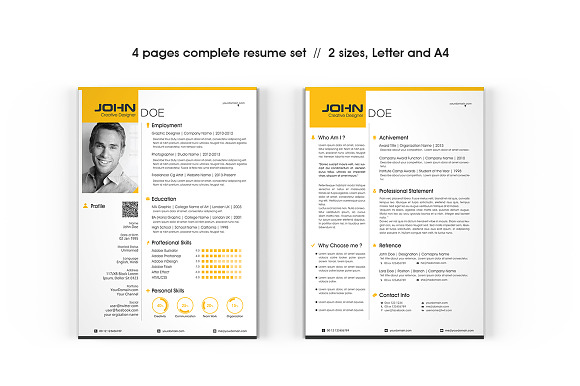 Professional Resume Set in Resume Templates - product preview 3
