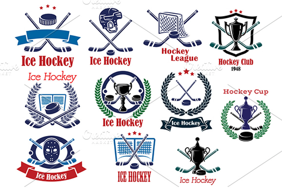 Ice Hockey emblems, symbols and logo