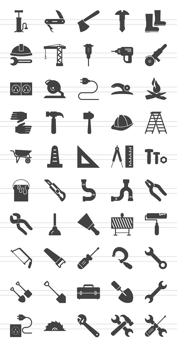 50 Tools Glyph Icons in Icons - product preview 1