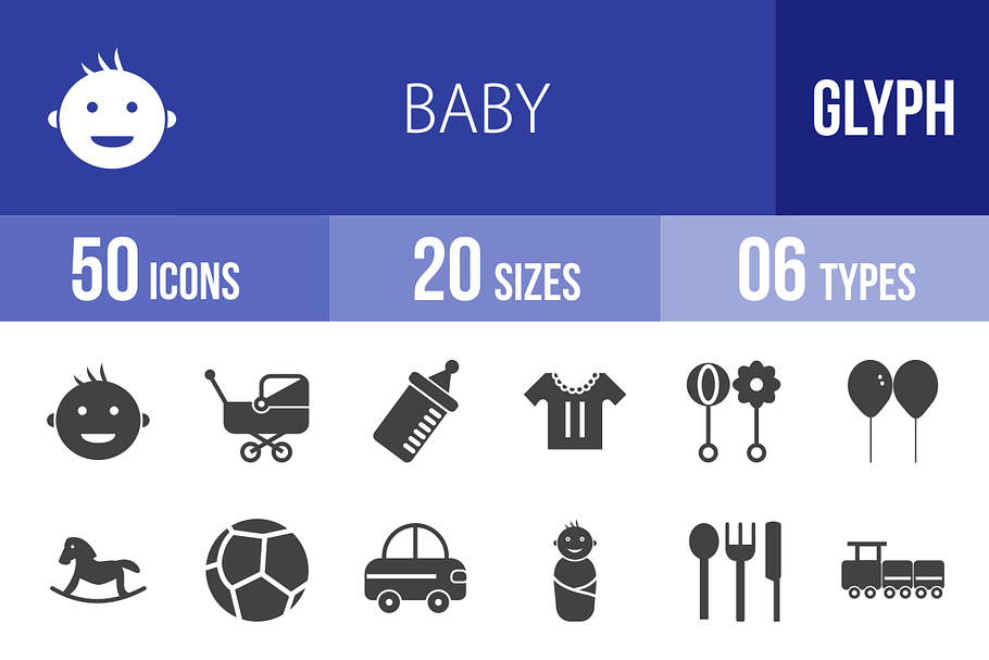 50 Baby Glyph Icons in Graphics - product preview 8