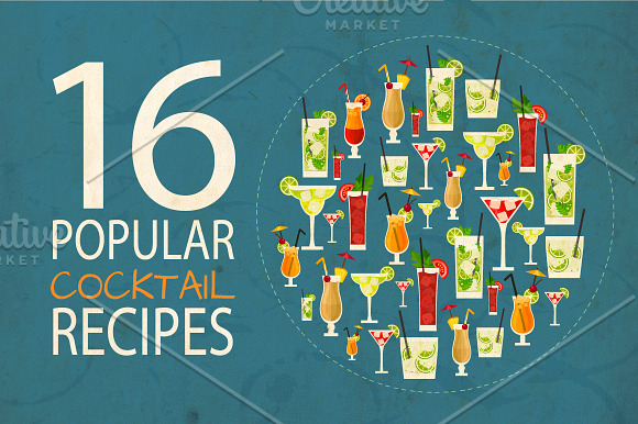 16 popular cocktail recipes in Illustrations - product preview 3