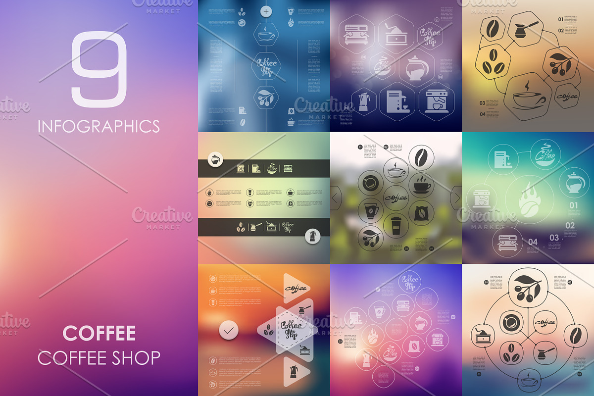 9 coffee infographics in Presentation Templates - product preview 8