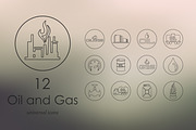 12 oil and gas line icons