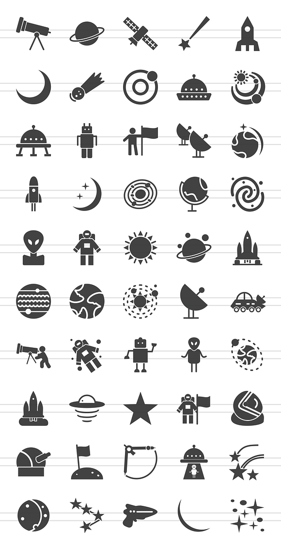 50 Astronomy Glyph Icons in Graphics - product preview 1