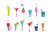 Alcohol glasses color and line set