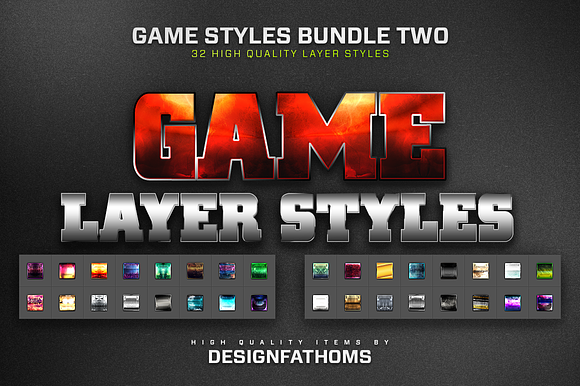 32 Game Layer Styles Bundle 2 in Photoshop Layer Styles - product preview 1