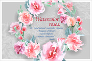 Watercolor  roses (Floral set.)