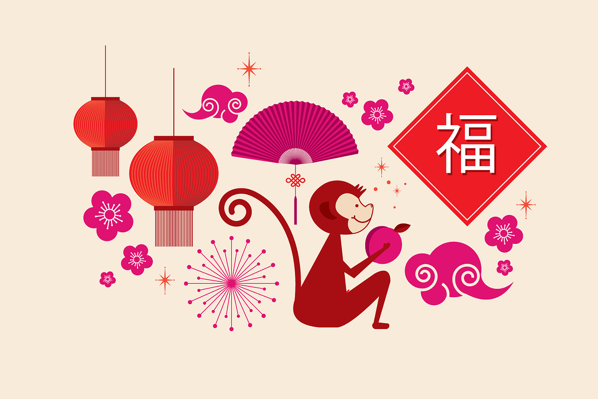chinese new year of the monkey in Illustrations - product preview 8