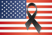 USA flag black ribbon