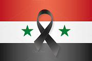 Syria flag black ribbon