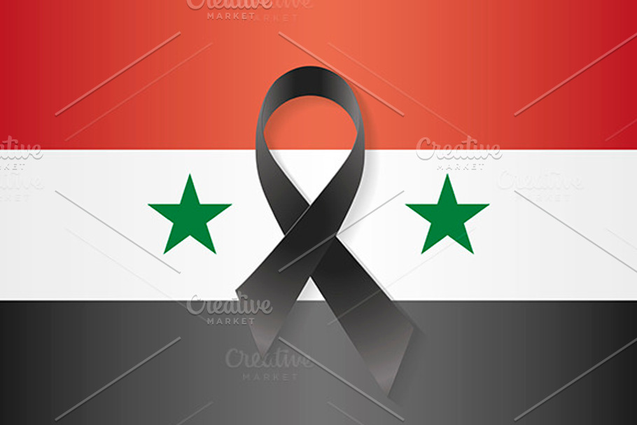 Syria flag black ribbon in Illustrations - product preview 8