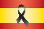 Spain flag black ribbon