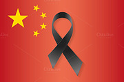 China flag black ribbon