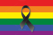 Gay flag black ribbon