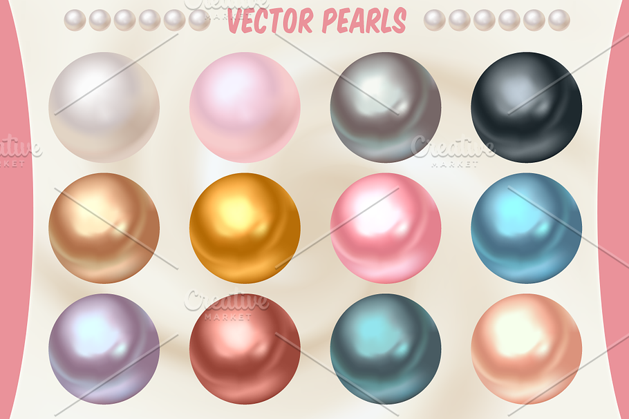Vector Pearls in Different Colors in Illustrations - product preview 8
