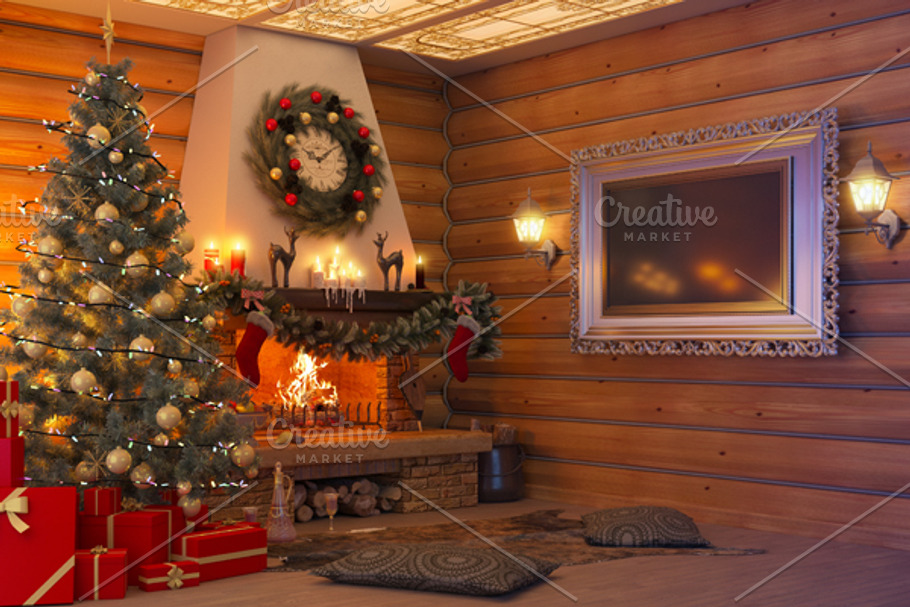 3D rendering New year interior in Illustrations - product preview 8