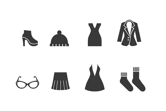 16 Womens Dress Icons in Graphics - product preview 1