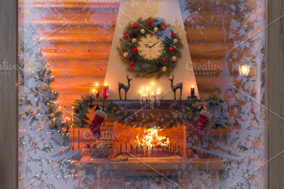 3D rendering Christmas interior in Illustrations - product preview 8