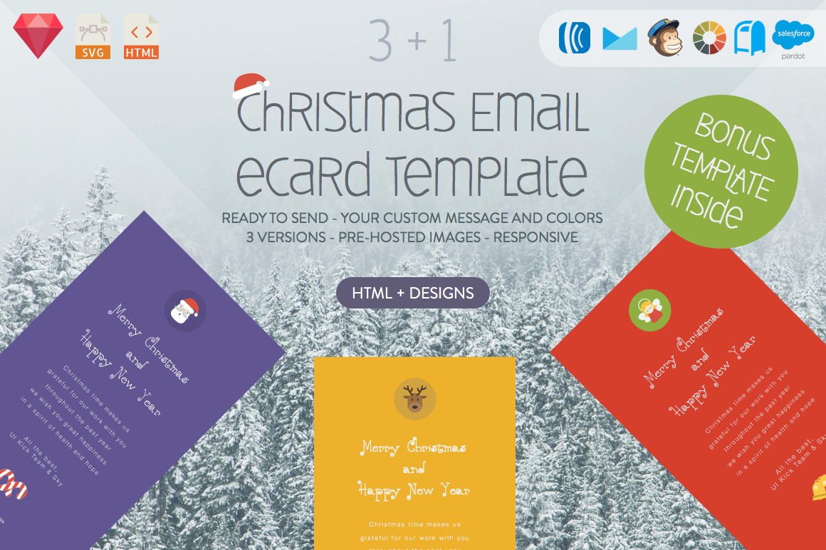 Christmas Email/eCard (HTML+DESIGNS) Creative Mailchimp Templates